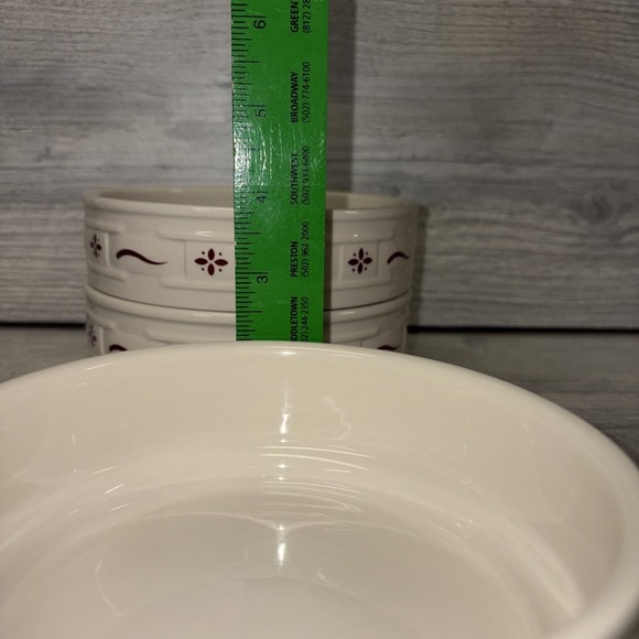 Longaberger Woven Traditions Pottery Red Stackable Bowls 6" Soup Cereal USA~(3) - Picture 2 of 5